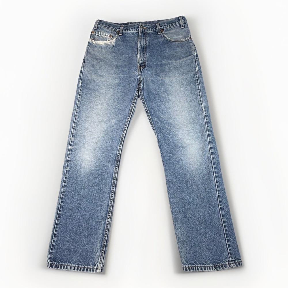VTG Levi's 505 Jeans 36x32 (Fits 34x30) Blue Made in USA Perfect Fade Distressed - Picture 1 of 11